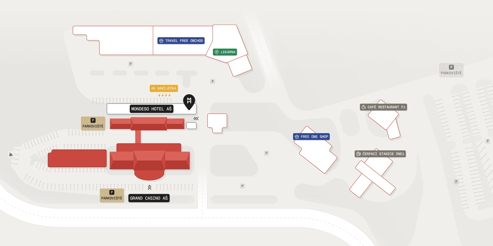 Mapa okolí hotelu Mondeso Aš