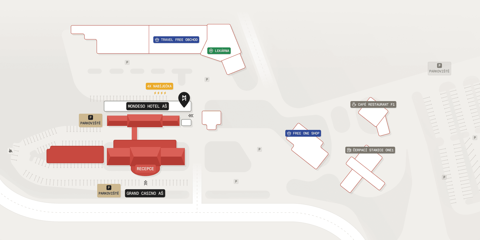 Mapa okolí hotelu Mondeso Aš